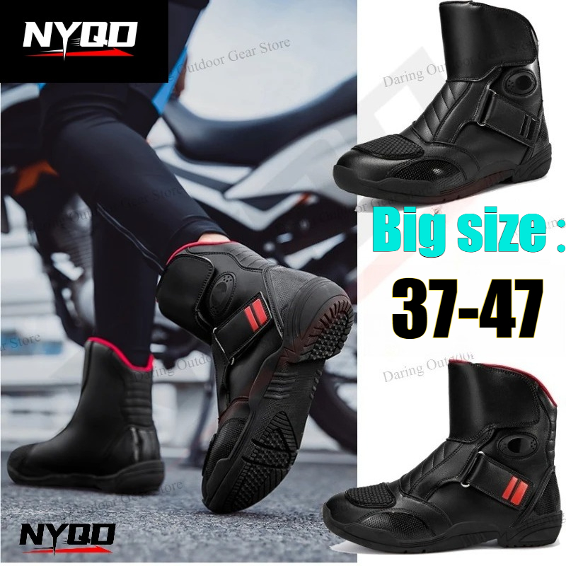 Motorcycle Gear For Plus Size Women - オートバイブーツライディングシューズ男性女性耐候性防水レーシングショートブーツアドベンチャーツーリング耐摩耗性保護具