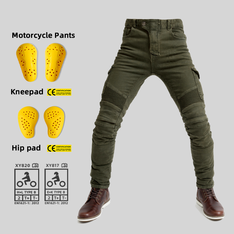 Motorcycle Gear Jeans - バイク用ジーンズ パンツ モトクロスライディングパンツ ライダー用四季対応カジュアルパンツ 取り外し可能な保護ギア付き