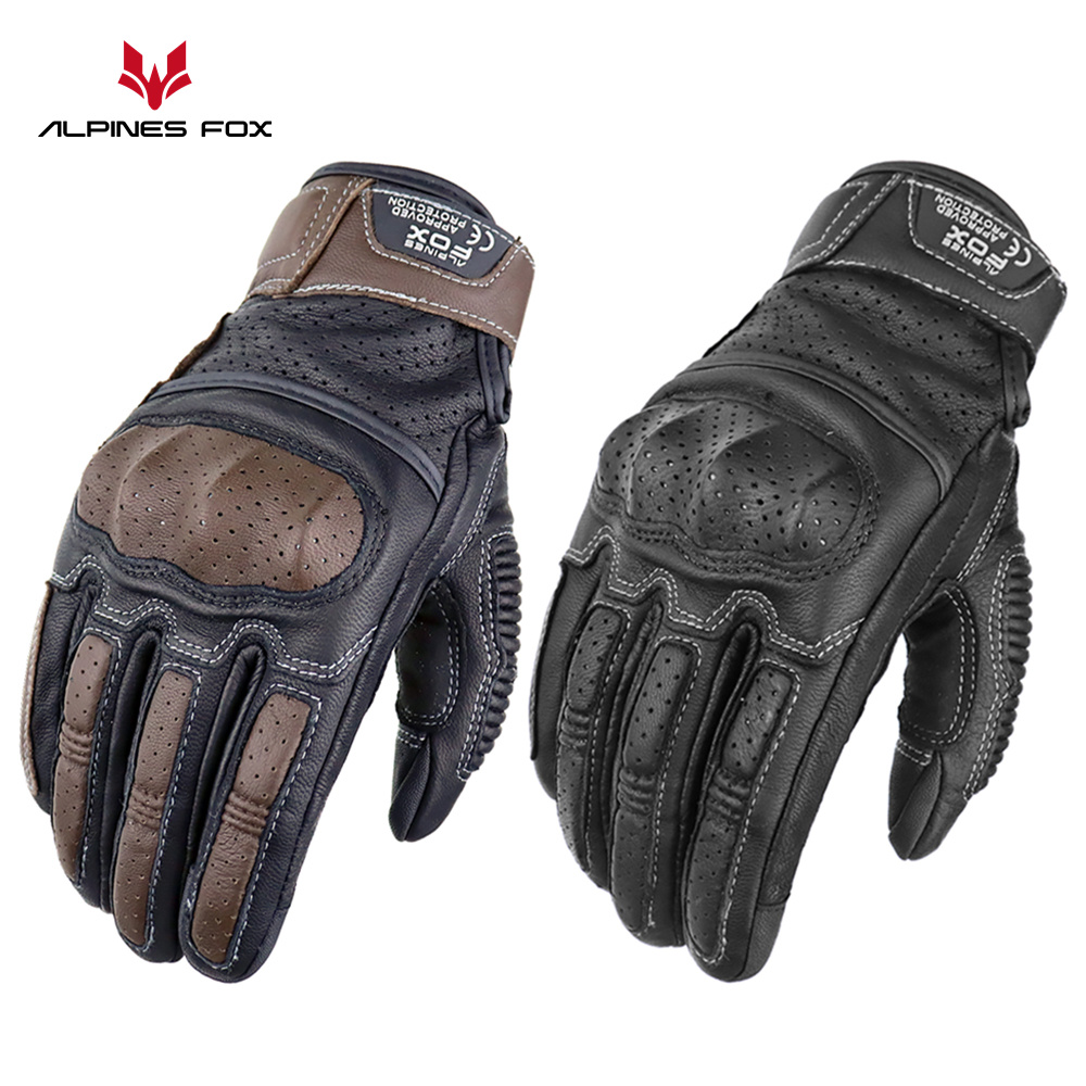 Motorcycle Gear Alpine - 男性用の革製オートバイ用手袋,レトロな保護ギア,ロードレーシンググローブ,承認済み,タッチスクリーン,ヴィンテージ