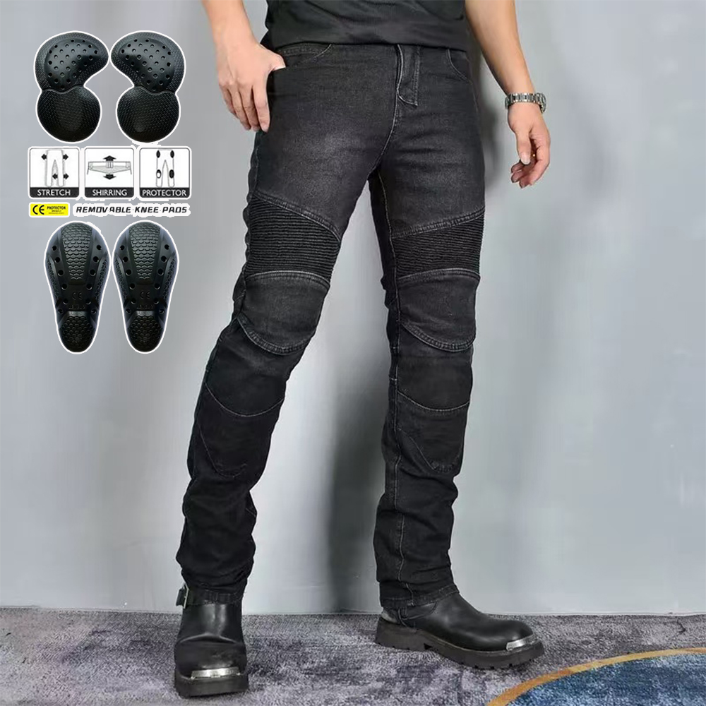 Motorcycle Gear Jeans - 男性用の黒とグレーのモトクロスパンツ,取り外し可能な鎧,保護具,オートバイ,ロードレース,青,新品