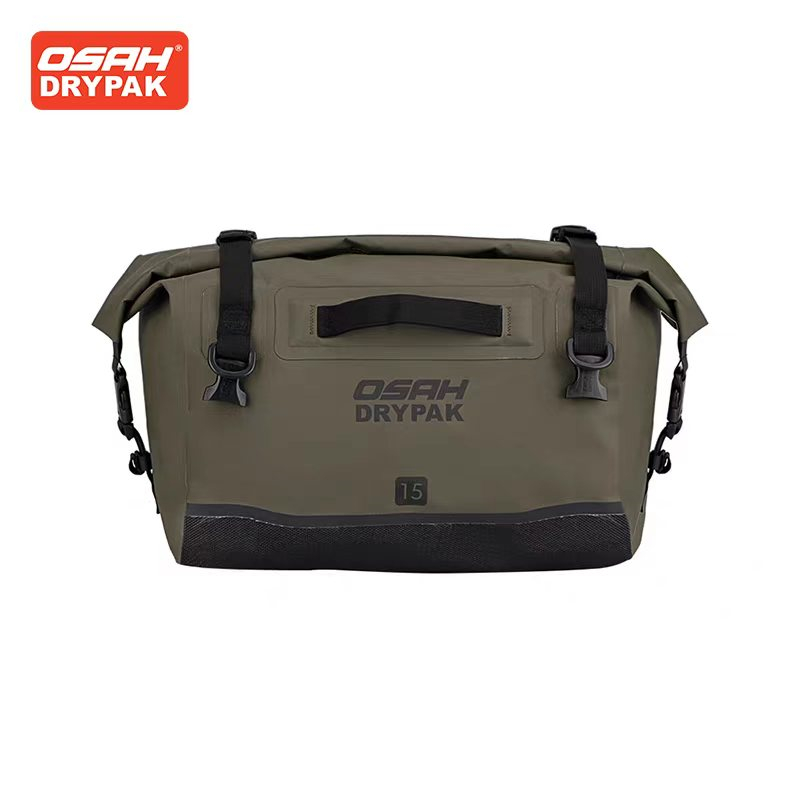 Motorcycle Gear Organizer - OSAH アーミーグリーンオートバイバッグ 15L リアシートパックヘルメットバッグ PVC 防水多機能クロスボディバッグ乗馬ギアパッケージ