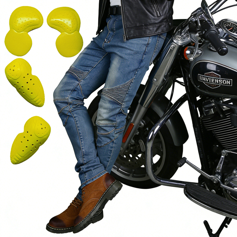 Motorcycle Gear Jeans - メンズオートバイジーンズブルーダートバイクパンツオフロードライディングパンツ耐摩耗性バイク保護具 Hi-02