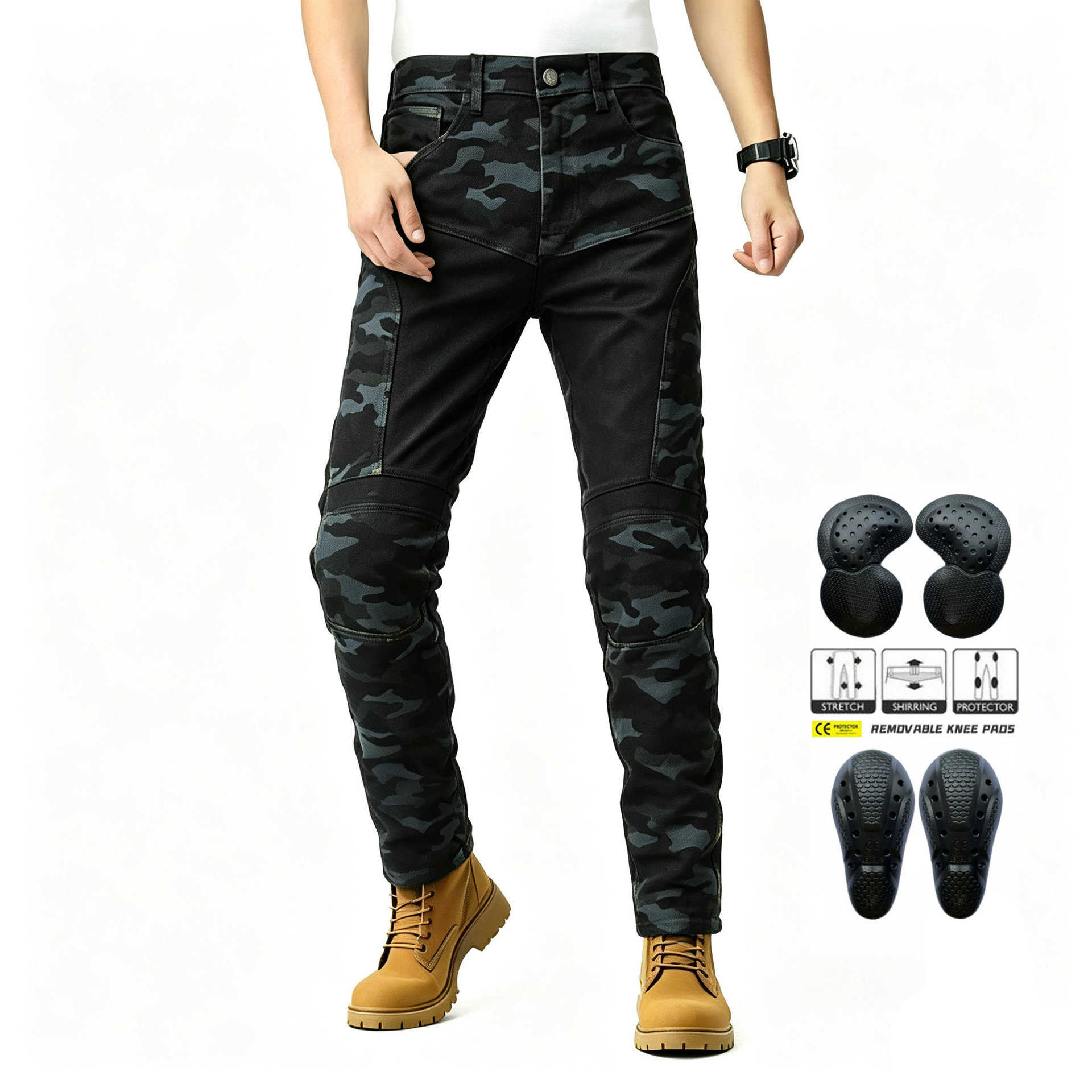 オートバイライディングジーンズ夏通気性デニムパンツスリムフィ - Motorcycle Gear Jeans のレビューと価格