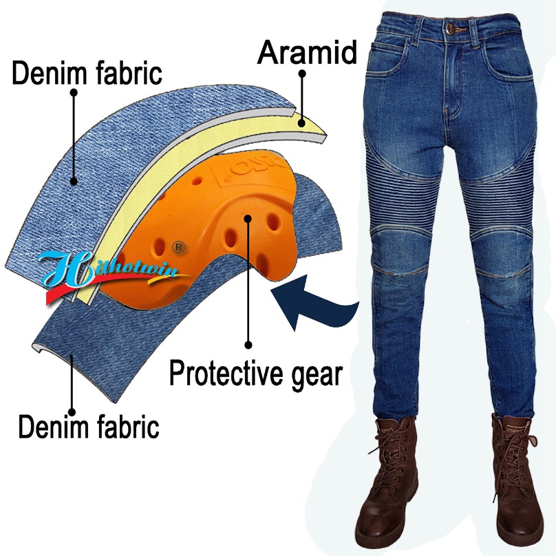 女性用バイクジーンズ ケブラー製モトパンツ 保護装備 ライデ - Motorcycle Gear Jeans のレビューと価格