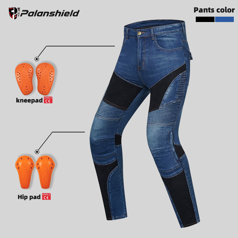オートバイ屋外男性パンツ防具乗馬ツーリング青黒バイクズボン膝 - Motorcycle Gear Jeans のレビューと価格